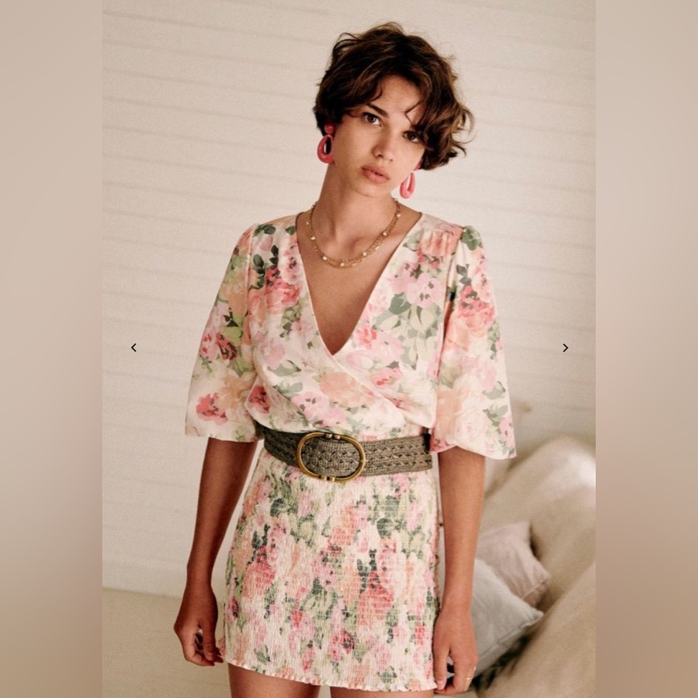 Sezane - Olga Cotton And Linen Floral Dress